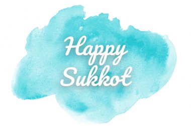 Kova boyası sıvı bir sıçrama ile soyut suluboya arka plan görüntüsü. Açık mavi tonları. Mutlu Sukkot
