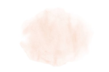 Beyaz üzerine izole edilmiş, sıvı bir kova boyası ile soyut suluboya arka plan görüntüsü. Turuncu tonları