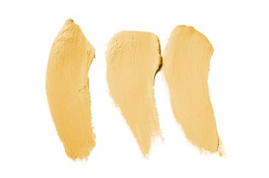 Smear ve ruj veya akrilik boya beyaz arka plan üzerinde izole doku. Bej renk