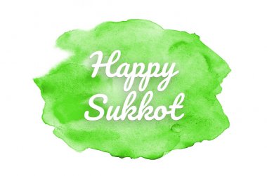 Abstract watercolor background image with a liquid splatter of aquarelle paint. Green tones. Happy Sukkot
