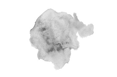 Beyaz üzerine izole edilmiş, sıvı bir kova boyası ile soyut suluboya arka plan görüntüsü. Siyah beyaz tonları