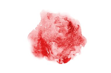 Aquarelle boya, üzerinde beyaz izole bir sıvı sıçrama ile suluboya arka plan görüntüsü. Kırmızı tonları