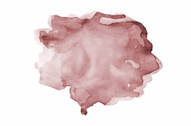 Beyaz üzerine izole edilmiş, sıvı bir kova boyası ile soyut suluboya arka plan görüntüsü. Koyu kırmızı tonları