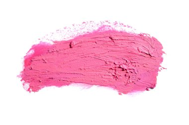 Smear ve ruj veya akrilik boya beyaz arka plan üzerinde izole doku. Lipgloss veya sıvı oje leke örneği inme. Güzellik kozmetik tasarım için eleman. Macenta rengi