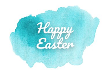 Kova boyası sıvı bir sıçrama ile soyut suluboya arka plan görüntüsü. Açık mavi tonları. Mutlu paskalya
