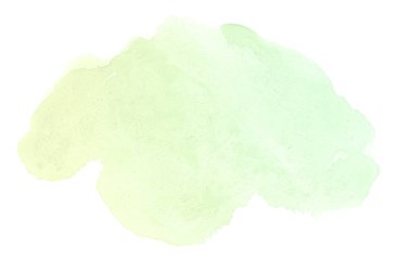 Beyaz üzerine izole edilmiş, sıvı bir kova boyası ile soyut suluboya arka plan görüntüsü. Yeşil ve sarı pastel tonları