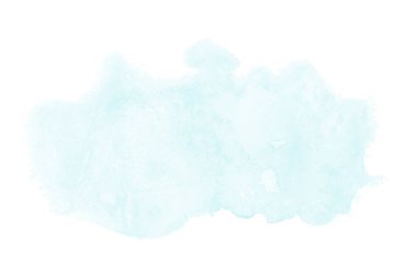 Beyaz üzerine izole edilmiş, sıvı bir kova boyası ile soyut suluboya arka plan görüntüsü. Açık mavi tonları