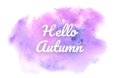 Kova boyası sıvı bir sıçrama ile soyut suluboya arka plan görüntüsü. Mor tonları. Merhaba sonbahar