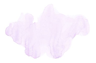 Beyaz üzerine izole edilmiş, sıvı bir kova boyası ile soyut suluboya arka plan görüntüsü. Mor tonları