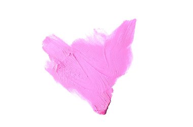 Smear ve ruj veya akrilik boya beyaz arka plan üzerinde izole doku. Lipgloss veya sıvı oje leke örneği inme. Güzellik kozmetik tasarım için eleman. Macenta rengi