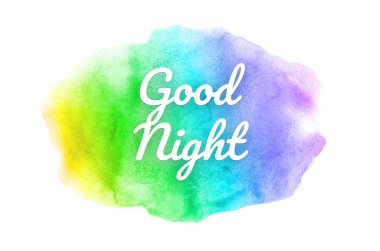 Abstract watercolor background image with a liquid splatter of aquarelle paint. Rainbow tones. Good night