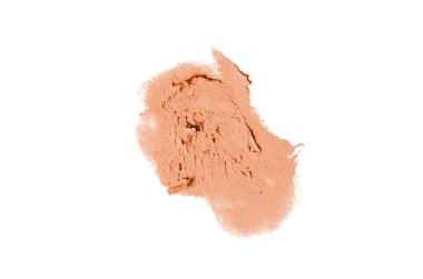 Smear ve ruj veya akrilik boya beyaz arka plan üzerinde izole doku. Lipgloss veya sıvı oje leke örneği inme. Güzellik kozmetik tasarım için eleman. Turuncu renk