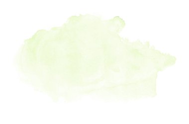 Beyaz üzerine izole edilmiş, sıvı bir kova boyası ile soyut suluboya arka plan görüntüsü. Yeşil tonları