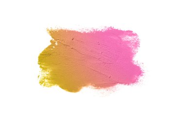 Smear ve ruj veya akrilik boya beyaz arka plan üzerinde izole doku. Lipgloss veya sıvı oje leke örneği inme. Güzellik kozmetik tasarım için eleman. Bronz renk
