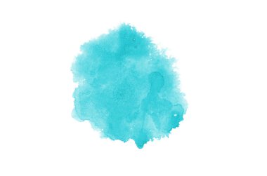 Beyaz üzerine izole edilmiş, sıvı bir kova boyası ile soyut suluboya arka plan görüntüsü. Açık mavi tonları