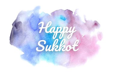 Abstract watercolor background image with a liquid splatter of aquarelle paint. Cold tones. Happy Sukkot