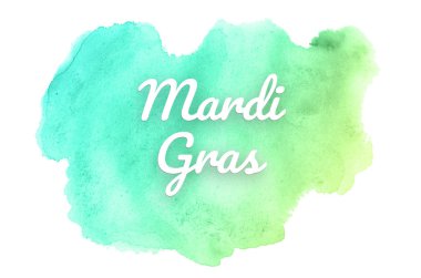 Kova boyası sıvı bir sıçrama ile soyut suluboya arka plan görüntüsü. Yeşil ve sarı pastel tonları. Mardi gras