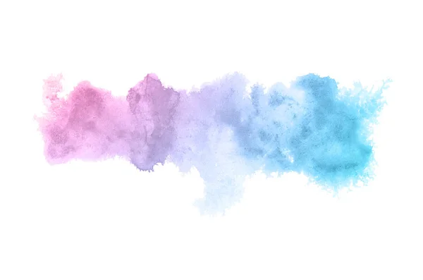 Imagem de fundo aquarela abstrata com um respingo líquido de tinta aquarelle, isolado em branco. Tons pastel rosa e azul — Fotografia de Stock