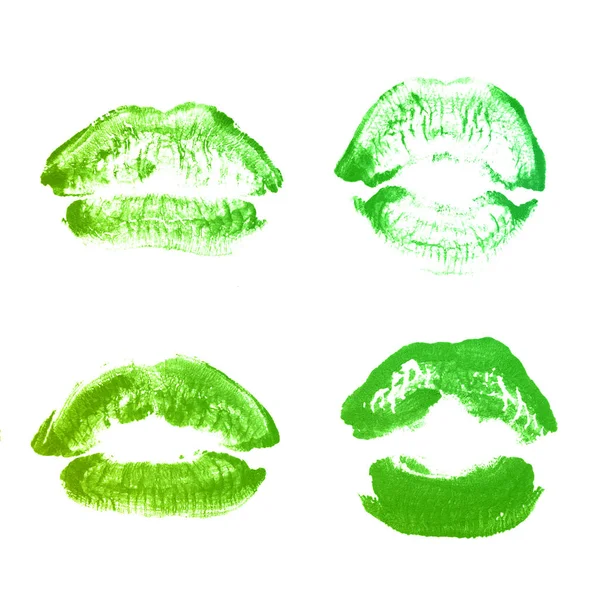 Female lips lipstick kiss print set for valentine day isolated o — Stock Photo, Image