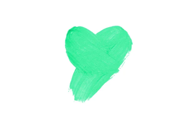 Płynna szminka serce kształt rozmazywanie na białym tle. Kolor turkusowy — Zdjęcie stockowe