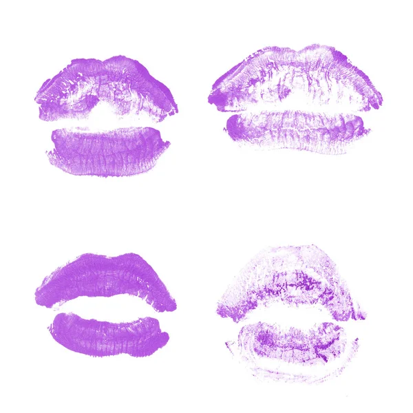 Weibliche Lippen Lippenstift-Kuss-Print-Set für den Valentinstag isoliert o — Stockfoto