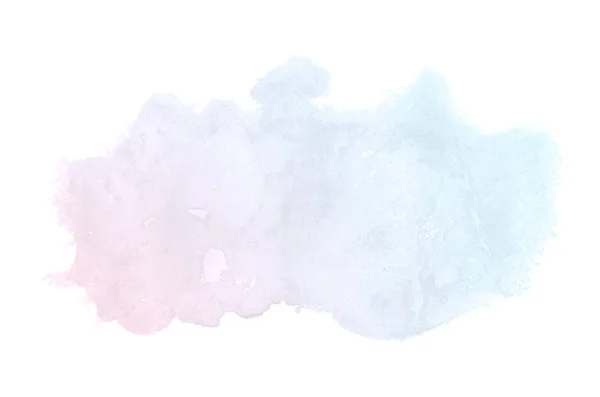 Imagem de fundo aquarela abstrata com um respingo líquido de tinta aquarelle, isolado em branco. Tons pastel rosa e azul — Fotografia de Stock