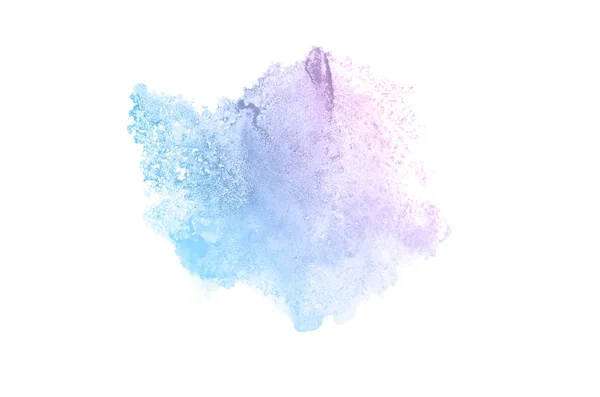 Imagem de fundo aquarela abstrata com um respingo líquido de tinta aquarelle, isolado em branco. Tons pastel rosa e azul — Fotografia de Stock