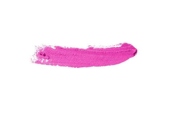 Mancha y textura de lápiz labial o pintura acrílica aislada sobre fondo blanco. Color rosa —  Fotos de Stock