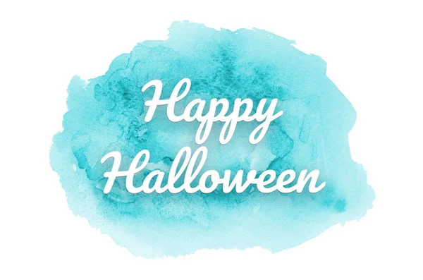 Abstraktes Aquarell-Hintergrundbild mit einem flüssigen Spritzer Aquarellfarbe. hellblaue Töne. fröhliches Halloween — Stockfoto