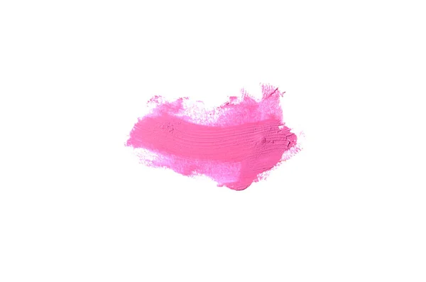 Mancha y textura de lápiz labial o pintura acrílica aislada sobre fondo blanco. Color magenta —  Fotos de Stock