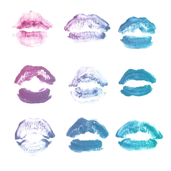 발렌타인 데이 고립 를 위한 여성 입술 립스틱 키스 프린트 세트 — 스톡 사진