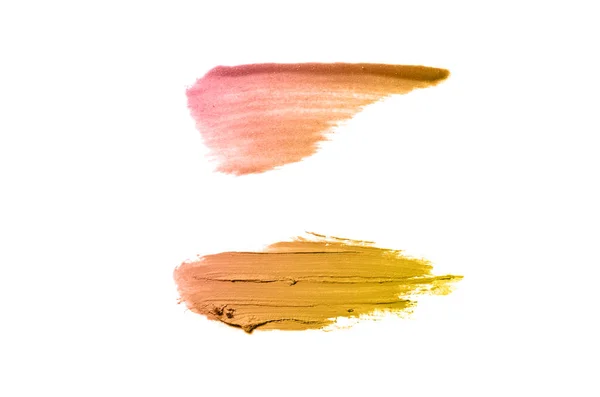 Smear Textuur Van Lippenstift Acrylverf Geïsoleerd Witte Achtergrond Lijn Van — Stockfoto