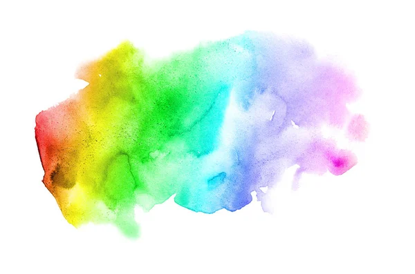 Abstract aquarel achtergrondafbeelding met een vloeibare Splatter van Aquarelle verf, geïsoleerd op wit. Regenboog tinten — Stockfoto