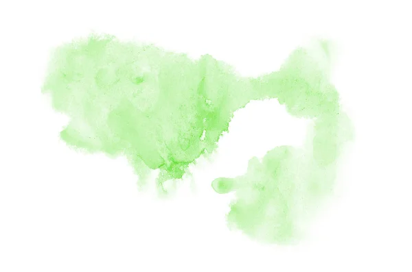 Abstraktes Aquarell-Hintergrundbild mit einem flüssigen Spritzer Aquarellfarbe, isoliert auf Weiß. Grüntöne — Stockfoto