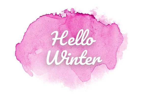 アクアレル塗料の液体スプラッタと抽象的な水彩の背景画像。ピンクのトーン。こんにちは冬 — ストック写真