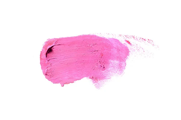 Мазок и текстура помады или акриловой краски изолированы на белом фоне. Цвет пурпура — стоковое фото