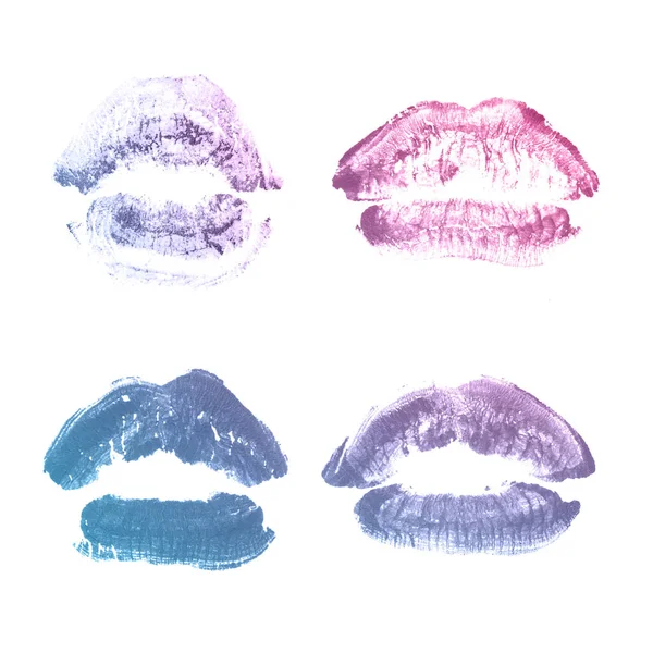 Vrouwelijke lippen lipstick kiss print set voor Valentijn dag geïsoleerd o — Stockfoto