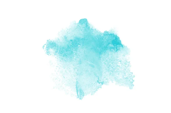 Abstract aquarel achtergrondafbeelding met een vloeibare Splatter van Aquarelle verf, geïsoleerd op wit. Licht blauwe tinten — Stockfoto