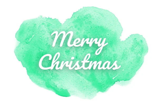 Abstract watercolor background image with a liquid splatter of aquarelle paint. Turquoise tones. Merry Christmas — Stock Photo, Image