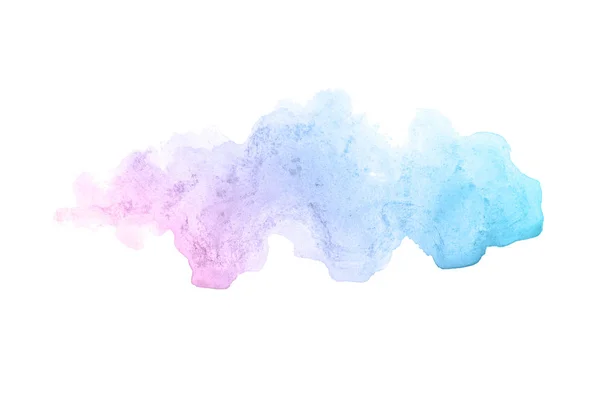 Imagen de fondo de acuarela abstracta con una salpicadura líquida de pintura acuarela, aislada en blanco. Tonos pastel rosa y azul —  Fotos de Stock