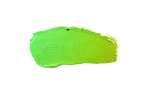 Abstrich und Textur von Lippenstift oder Acrylfarbe isoliert auf weißem Hintergrund. grün-gelbe Farbe — Stockfoto