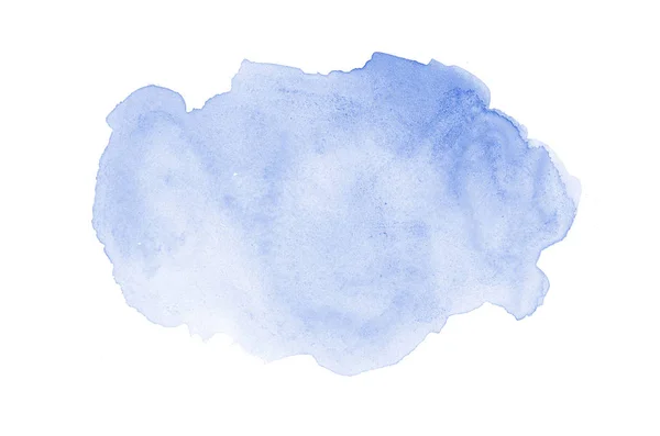 Abstraktes Aquarell-Hintergrundbild mit einem flüssigen Spritzer Aquarellfarbe, isoliert auf Weiß. Blautöne — Stockfoto