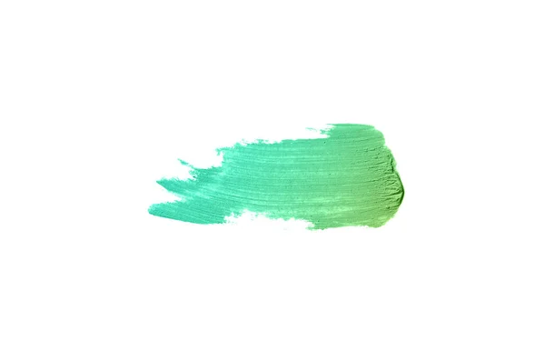 Smear en textuur van lippenstift of acrylverf geïsoleerd op witte achtergrond. Emerald kleur — Stockfoto