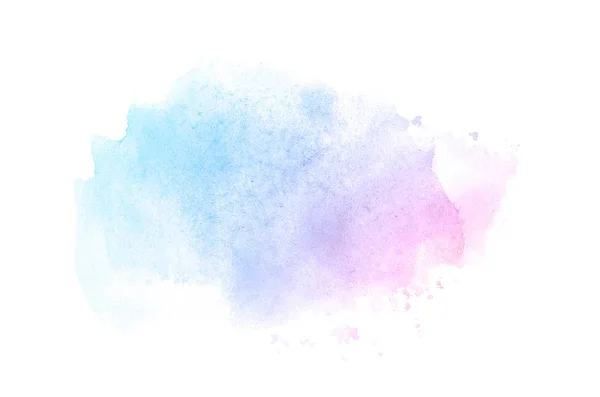 Image abstraite de fond aquarelle avec une éclaboussure liquide de peinture aquarelle, isolée sur blanc. tons pastel rose et bleu — Photo