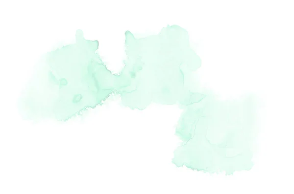 Abstraktes Aquarell-Hintergrundbild mit einem flüssigen Spritzer Aquarellfarbe, isoliert auf Weiß. Türkistöne — Stockfoto