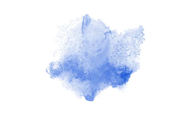 Image abstraite de fond aquarelle avec une éclaboussure liquide de peinture aquarelle, isolée sur blanc. Des tons bleus — Photo