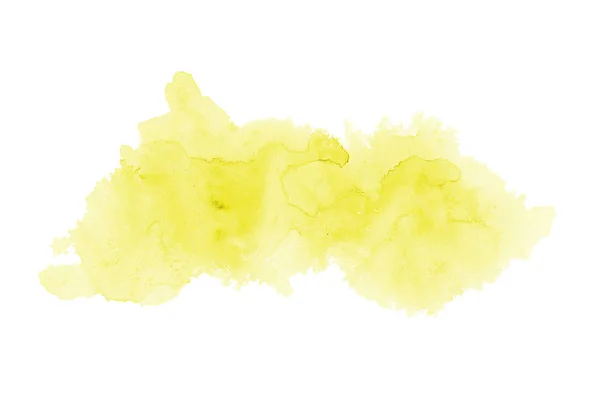 Abstract watercolor background image with a liquid splatter of aquarelle paint, isolated on white. Yellow tones — Stock Photo, Image