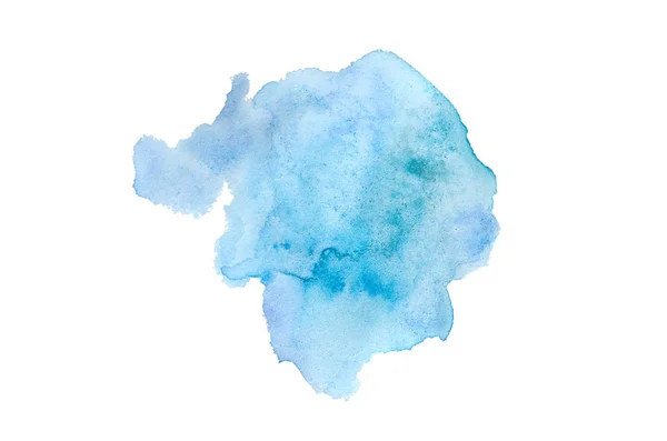 Abstrakt akvarell bakgrundsbild med en flytande splatter av akvarellfärg, isolerad på vitt. Kalla toner — Stockfoto