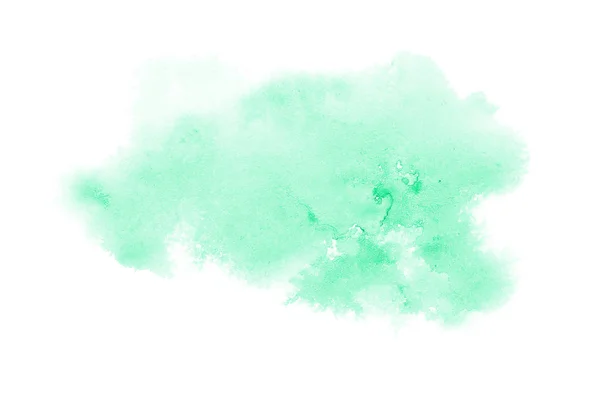 Абстрактное акварельное фоновое изображение с жидкими брызгами акварельной краски, выделенной на белом. Бирюзовые тона — стоковое фото