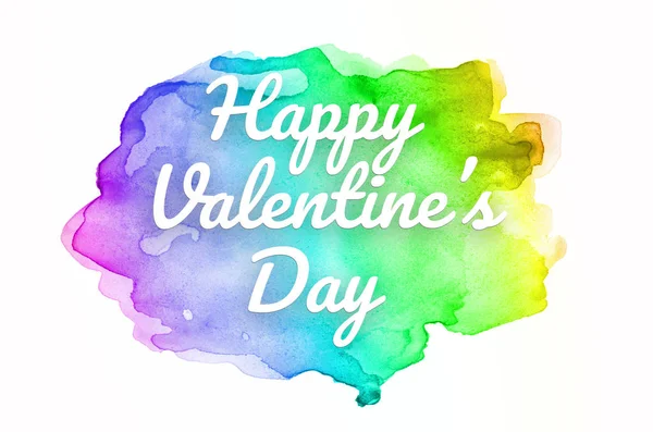 Abstract watercolor background image with a liquid splatter of aquarelle paint. Rainbow tones. Happy Valentine Day — Stock Photo, Image